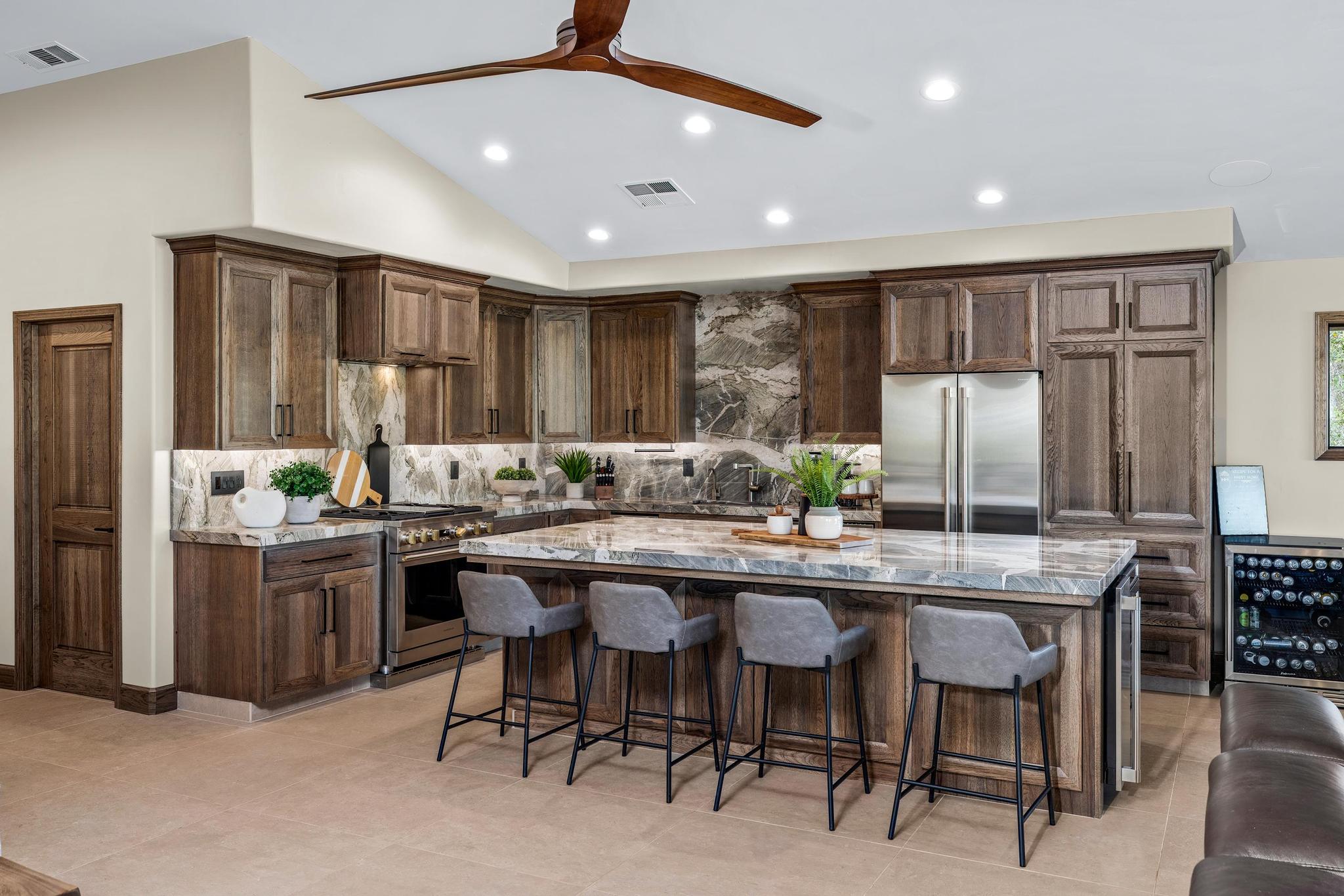 Luxury kitchen with dark wood cabinetry
